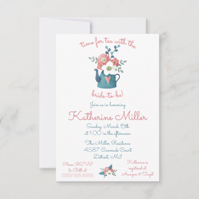 Convite Hora do Chá com a Noiva!  Chá (Frente)