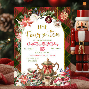 Convite Hora do Chá de Natal para o 4º Aniversário
