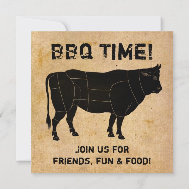 Convite Hora do CHURRASCO! (fundo de papel em apuros) (Frente)