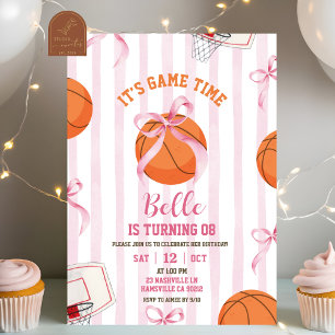 Convite Hora do jogo de basquete da garota aniversariante
