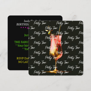 Convite Hora do Partido Neon Moderno Personalizado