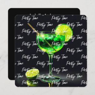 Convite Hora do Partido Neon Popular Personalizado