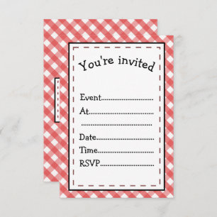 Convite Hora do Partido Red Gingham
