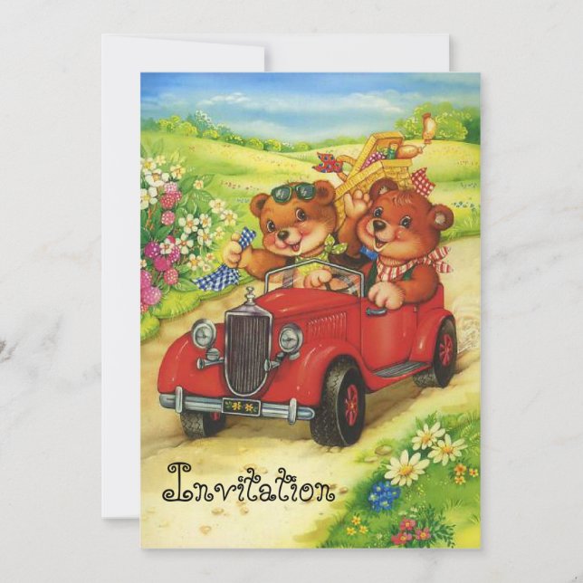 Convite Hora do piquenique para Teddy Bears! (Frente)