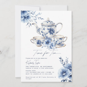 Convite Hora do Tea Blue Chinoiserie Party