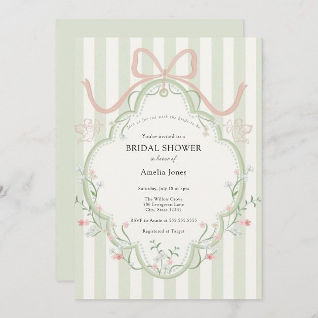 Convite Hora do Tea Chá de panela Wildflower (Frente/Verso)