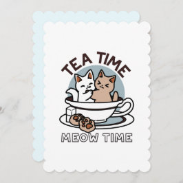 Convite Hora do Tea Meow - Design de Gato e Chá