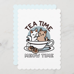 Convite Hora do Tea Meow - Design de Gato e Chá