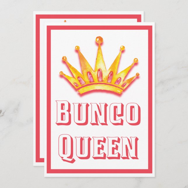 Convite Horário de Bunco Game Night Queen Crown (Frente/Verso)