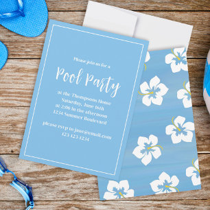 Convite Horário de Verão Blue Floral Tropical Personalizad