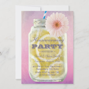 Convite Horário de Verão, Limonada, Mason Jar Watercolor