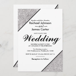 Convite Horas modernas de prata elegantes em fundo branco