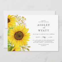 Convite Horizontal para Casamento de Girassol do P