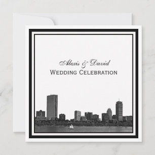 Convite Horizonte de Boston Gravado Quadro L Casamento