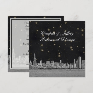 Convite Horizonte de Chicago Black Gold Star S Ensaio