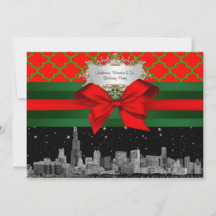 Convite Horizonte de Chicago, Quatrefoil Natal Vermelho Ve