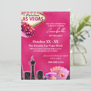 Convite Horizonte de Las Vegas Rosa Neon