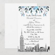 Horizonte de NYC ESB Etch Azul Cinza Floral Casame