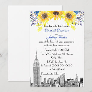 Convite Horizonte de NYC ESB Etch Girassol #2 Floral Casam