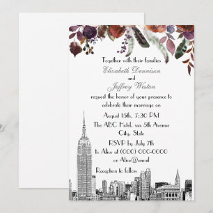 Convite Horizonte de NYC ESB Etch Plum Burgundy Floral Cas