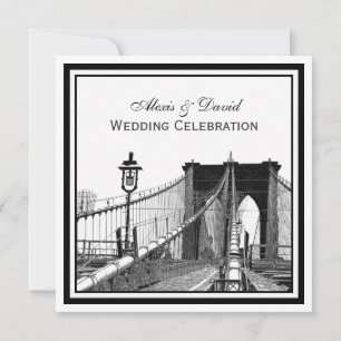 Convite Horizonte de NYC Ponte de Brooklyn #2 SQ Casamento