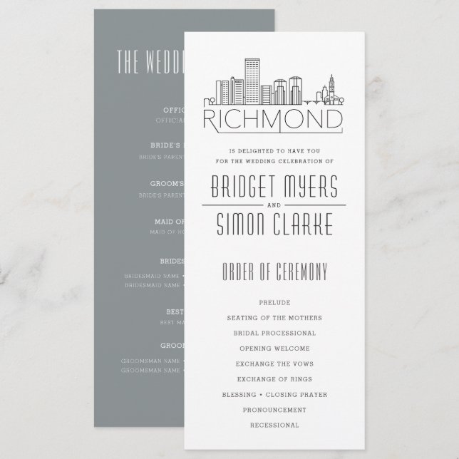 Convite Horizonte Estilizado de Richmond | Programa de Cas (Frente/Verso)