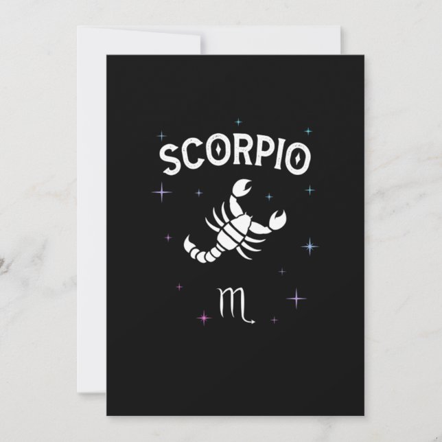 Convite Horoscope Scorpio Símbolo Zodiac Sinal Figurino (Frente)