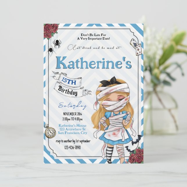 Convite Horror Alice no Concurso de Aniversário da Maravil (Em pé/Frente)