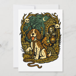 Convite Horror Spooky Skeleton Dog Aesthetic