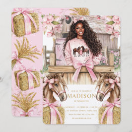 Convite Horse Birthday Invitation with Black Girl