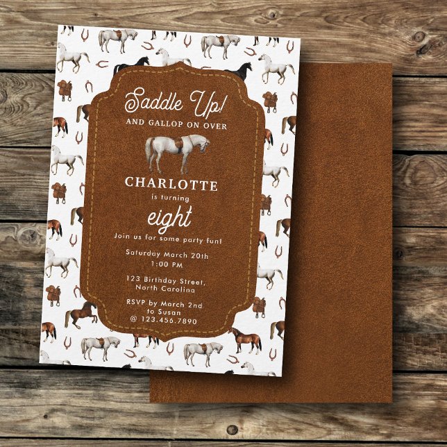 Convite Horse Birthday Theme Cowgirl Cowboy (Horse Birthday Theme Cowgirl Cowboy Invitation)