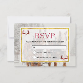 Convite Horse Drawn Sleigh Pena de Natal RSVP