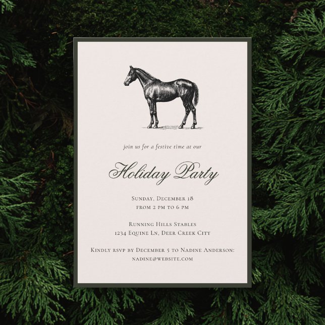 Convite Horse Plaid Festive Christmas Holiday Party (Criador carregado)