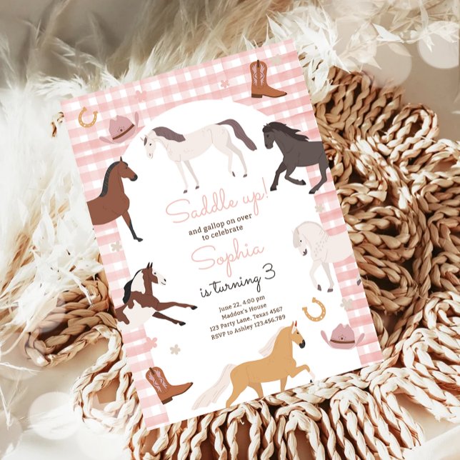 Convite Horse Pony Saddle Up Cowgirl Aniversário (Criador carregado)