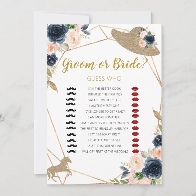 Convite Horse Race Groom or Bride Bridal Shower Game  (Frente)