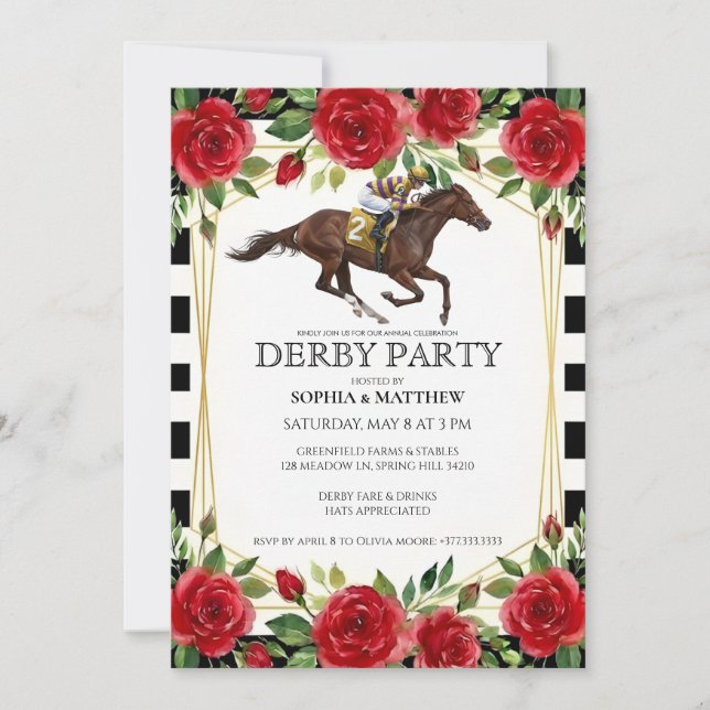 Convite Horse Racing Derby Party Invitation Art (Frente)