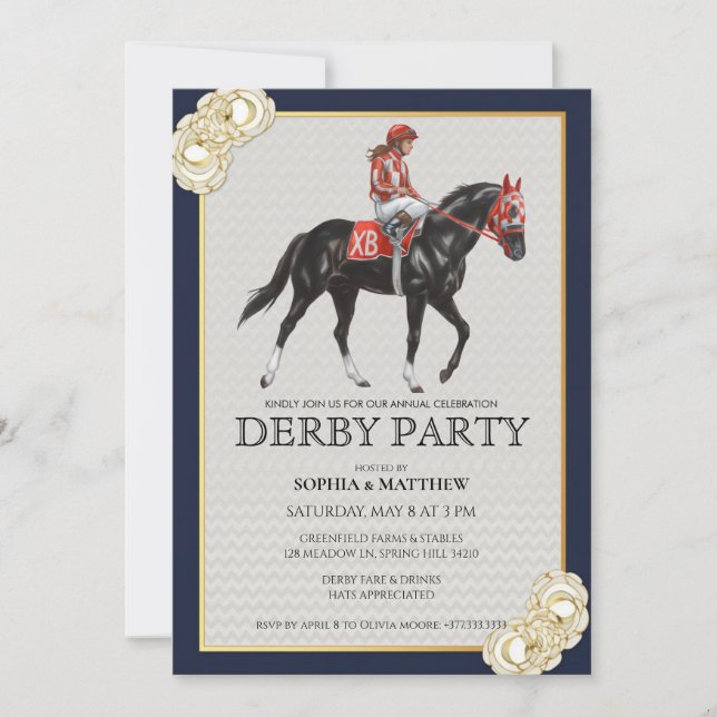 Convite Horse Racing Derby Party Invitation Art 2026 (Frente)