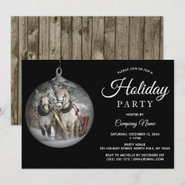 Convite Horses e Rustic Wood Corporate Holiday Party