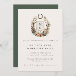 Convite Horseshoe Cactus Western Country Crest Wedding 