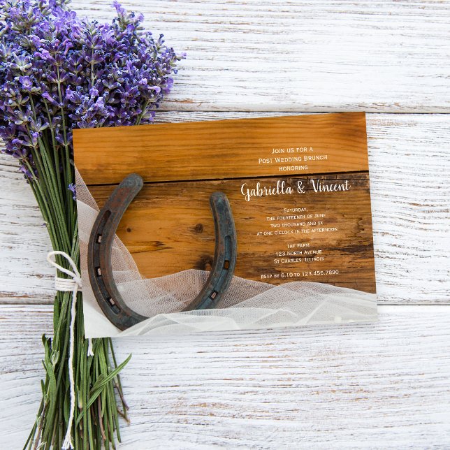 Convite Horsferes Veil Western Barn Posto Wedch Brunch (Criador carregado)