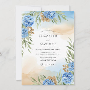 Convite Hortênsia Azul Casamento Etéreo