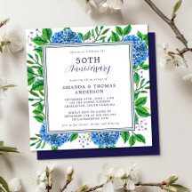 Hortênsia Azul de Qualquer Ano Aniversário de 50 A