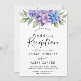 Convite Hortênsia Azul Elegante | Recepção de Casamento Br