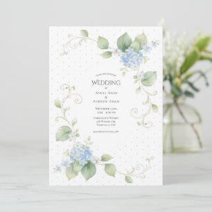 Convite Hortênsia Azul Floral Casamento Elegante