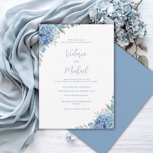 Convite Hortênsia Azul Floral Casamento Elegante