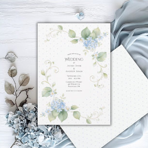 Convite Hortênsia Azul Floral Casamento Elegante