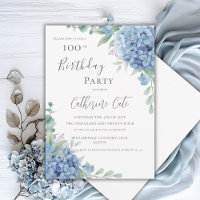Hortênsia Azul Floral Elegante 100º Aniversário