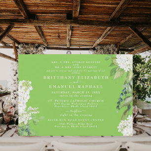 Convite Hortênsia Branca Pais Ambos Limão Verde Casamento