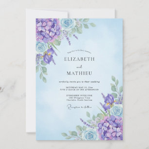 Convite Hortênsia Cornflower Eucalipto Casamento Amethyst