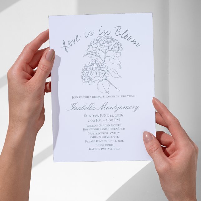 Convite Hortênsia de Arte de Linha de Primavera (Spring Line Art Hydrangea Invitations
)